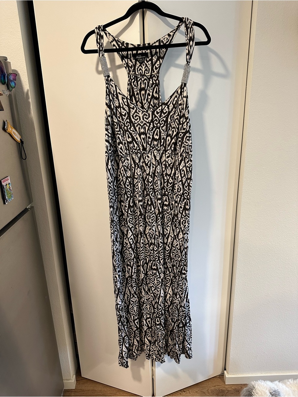Brown & White Patterned Sleeveless Maxi Dress 3x by AGB Woman
